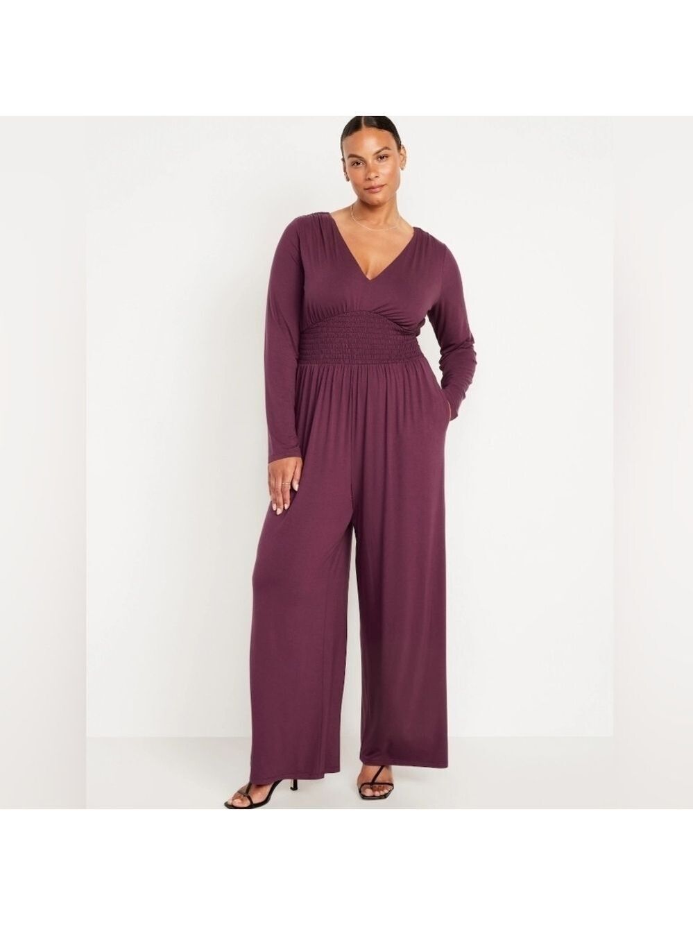 XL • Old Navy • Long Sleeve Waist-Defined V-Neck Jumpsuit